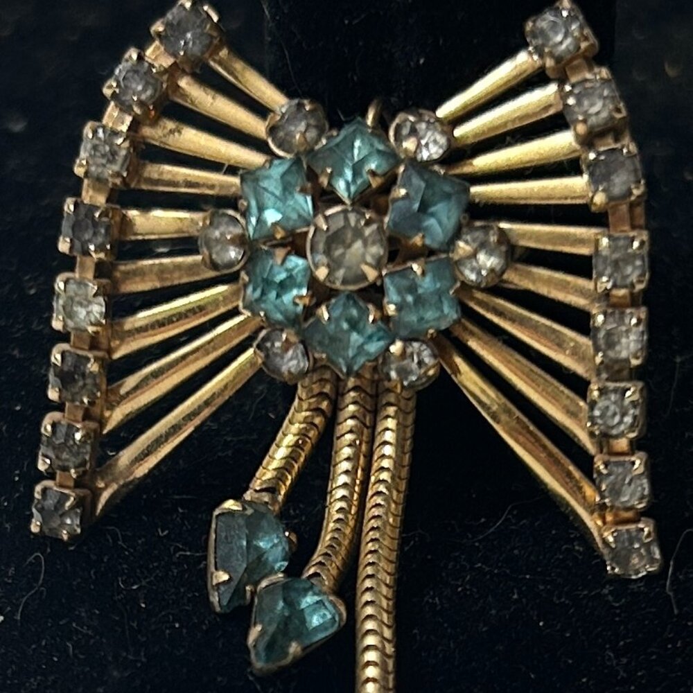 Vintage MCM Signed Marks & Spencer 12K Gold-Filled Rhinestone Brooch Pendant
